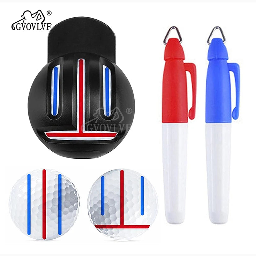 1set Golf Marker Hand Tools with pens Golfing Marker Tool Alignment Kit with Marker Pen Golfs Balls Drawing Line Tool New