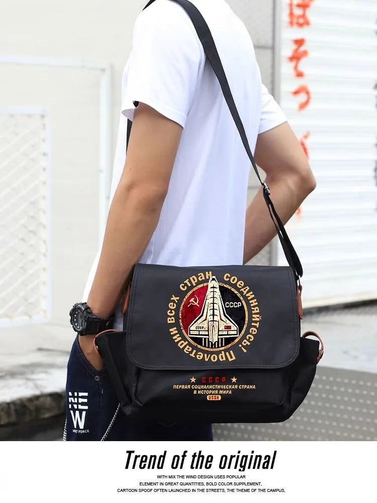 Black, Russian Soviet CCCP USSR Hammer Sickle, Student Kids Teens, Anime Messenger Crossbody Shoulder Bags for School Girls Boy