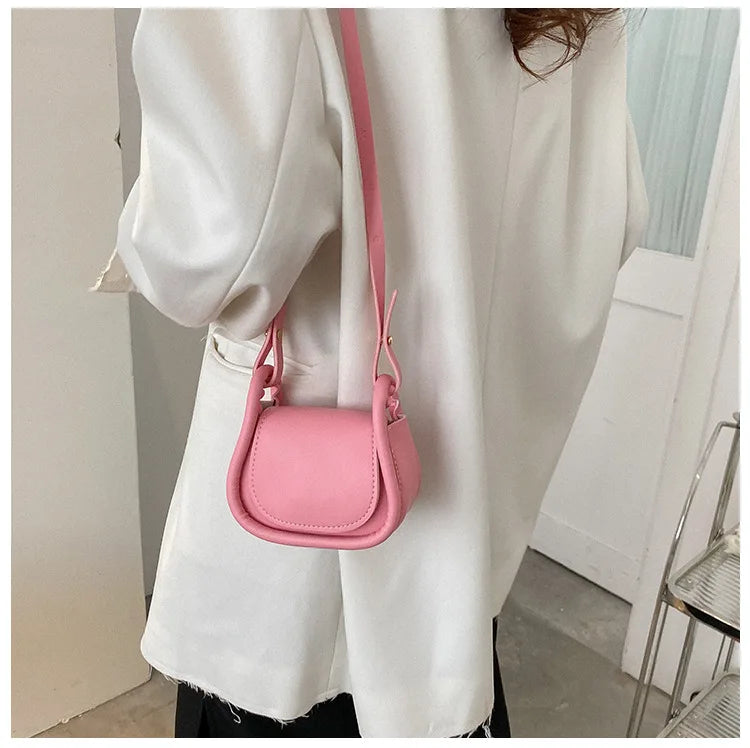 Candy Color Fashion PU Leather Mini Crossbody Bag Shoulder Bags for Women Small Saddle Bag Lipstick Coin Money Pouch Card Holder