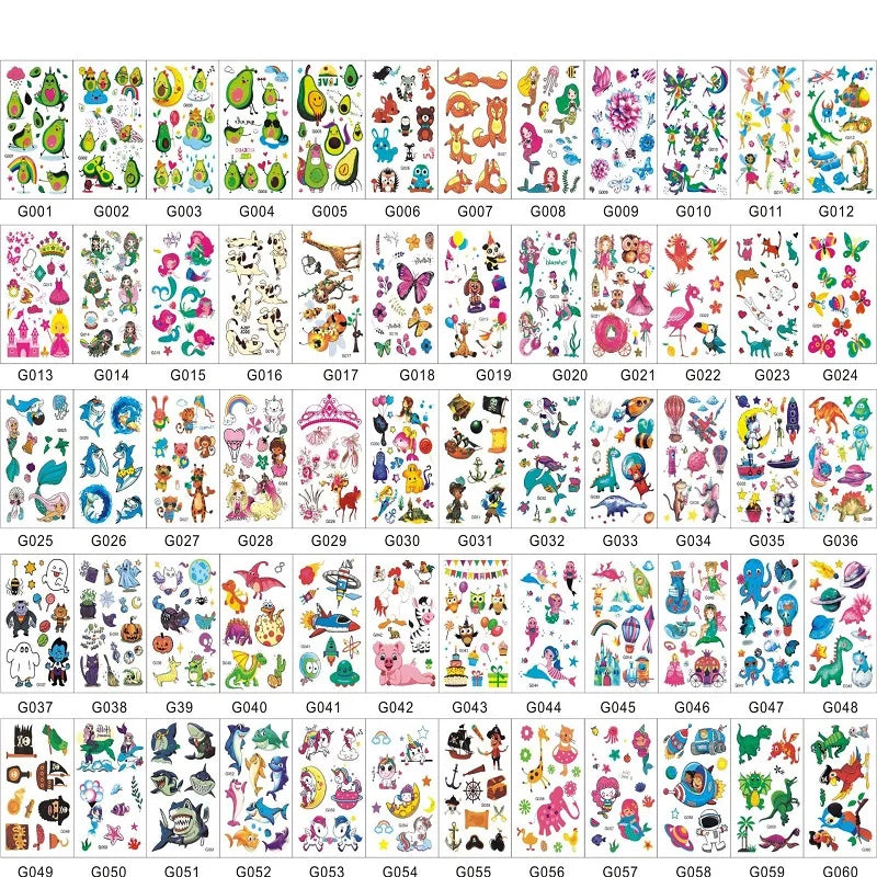 60PCS New Temporary Tattoo Sticker for Children Kids Waterproof Tattoos Festival Glitters Face Girls Boy Child Mini Fake Tattoo