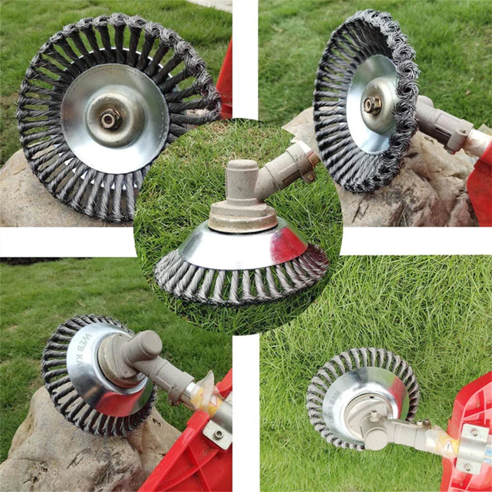 6 Inch Steel Wire Wheel Brush Disc Weed Brush Cutter Head Garden Weed Brush Lawn Mower Universal Grass Trimmer Heads Cutter Tool