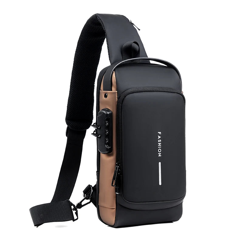 Chest Bag Multifunction Crossbody Sport Running Travel Sling Pack Anti-theft USB Charge Shoulder Messenger Pack Luxury Brand Men