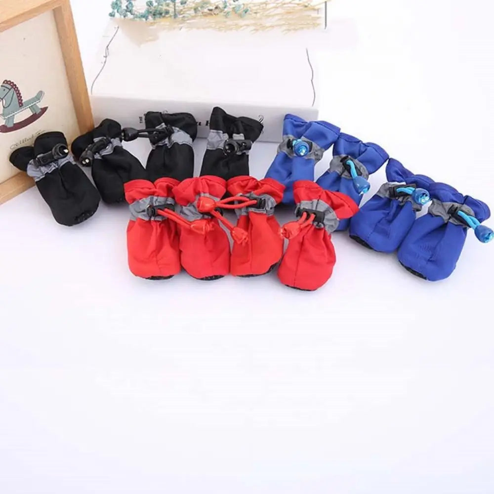 4Pcs Winter Pet Dog Shoes Warm Snow Anti-slip Boots Fur Puppy Small Big Dogs Cat Puppy Socks Pet Rain Shoes