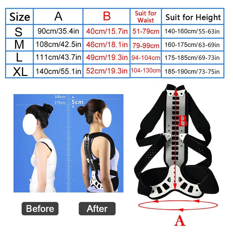 Adjust Shoulder Waist Lumbar Spine Support Aluminum Plate Humpback Correction Belt-Bad Posture Corrector Back Support Orthosis