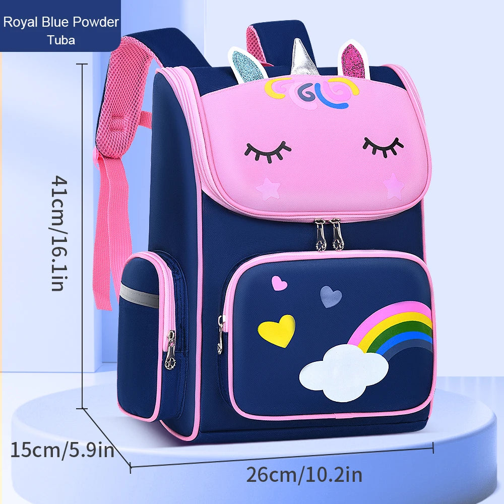 Children's Elementary School Students Schoolbag Girls 1,2,3,4,5,6 Grades 6-12 Years Old Shoulders Backpack Cute Waterproof Light