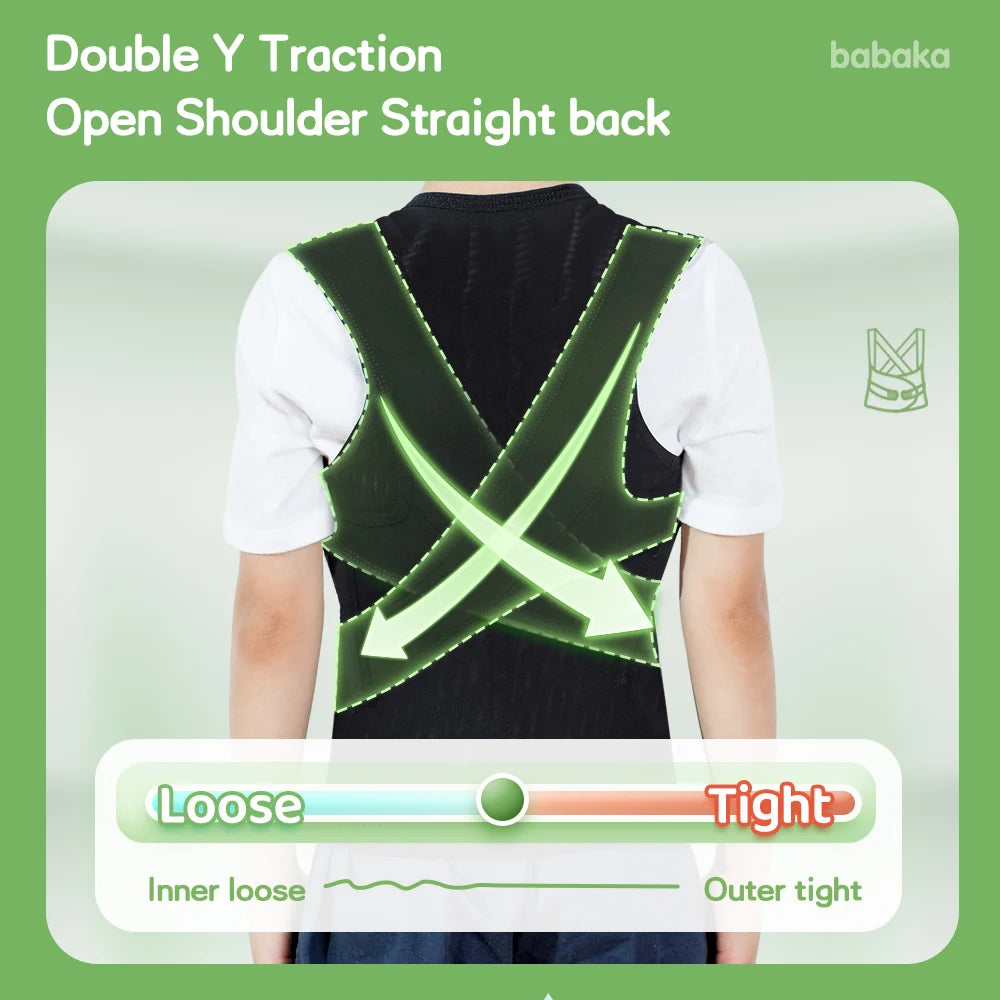 Babaka Child Posture Corrector Back Support Belt Comfortable Adjustable Back Brace Correct Hunchback Relieve Shoulder Back Pain