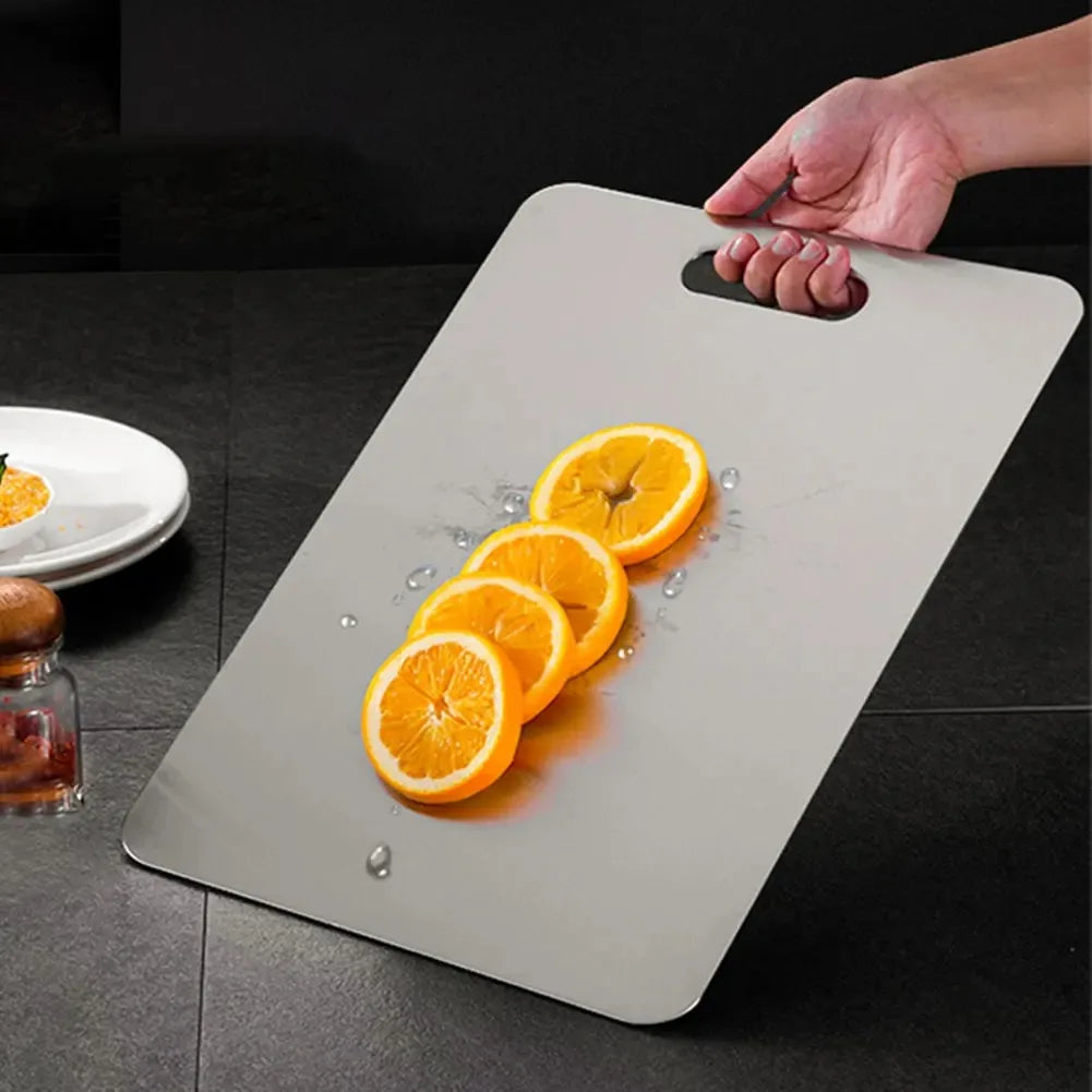 Antibacterial and Mildew-proof 304Stainless Steel Double-sided Food-grade Fruit Cutting Board Suitable for Various Cooking Tasks