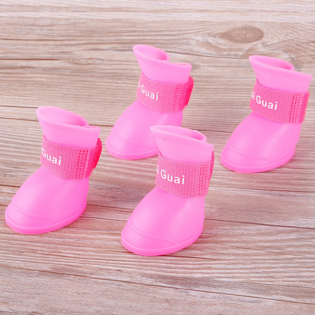 4Pcs S/M/L Size Dog Cat Rain Shoes Pet PVC Shoes Waterproof Rubber Booties Durable Cats Shoes For Large Medium Small Dogs