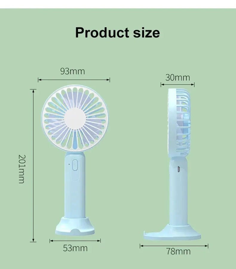 1pc New Portable Fan Office Desktop Multifunctional Folding Headed Small Electric Fan USB Mini Portable High Wind Pocket Fan