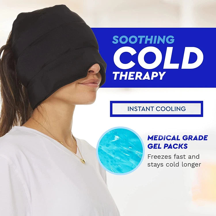 360 Degrees Cold Compress Cooling Gel Ice Pack Migraine Relief Ice Head Wrap Headache and Migraine Relief Hat