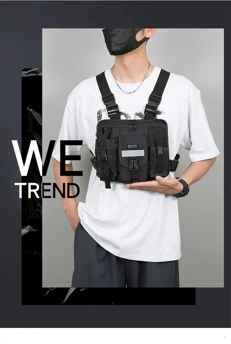 Chest Bag Waist Pack Men's Chest Pack Hip Hop Streetwear Tactical Vest Bag For Men Double Strap Design Shoulder Bag For Men Sac