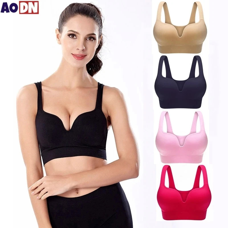 3D Sports Vest Breathable No Steel Ring 3D Cup Bra Yoga Bralette Women's Underwear Fitness Running Adjustable Brassiere