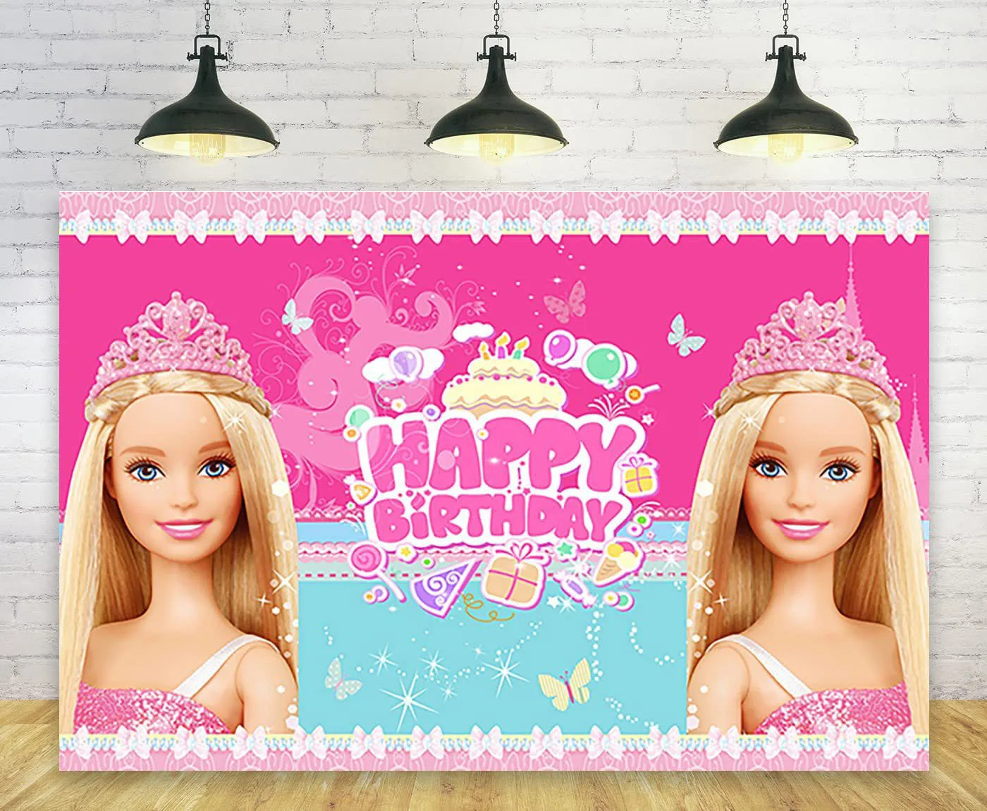 Barbie Birthday Party Supplies Pink Girl Disposable Tableware Banner Cupcake Topper Background Princess Balloons Gift Bag