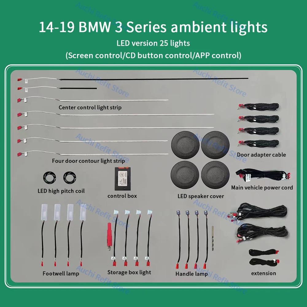 Car LED Ambient Light For BMW 3/4 Series 3GT F30 F31 F32 F34 App Control 256 Colour Symphony Decorative Lamp RGB Accessory Refit