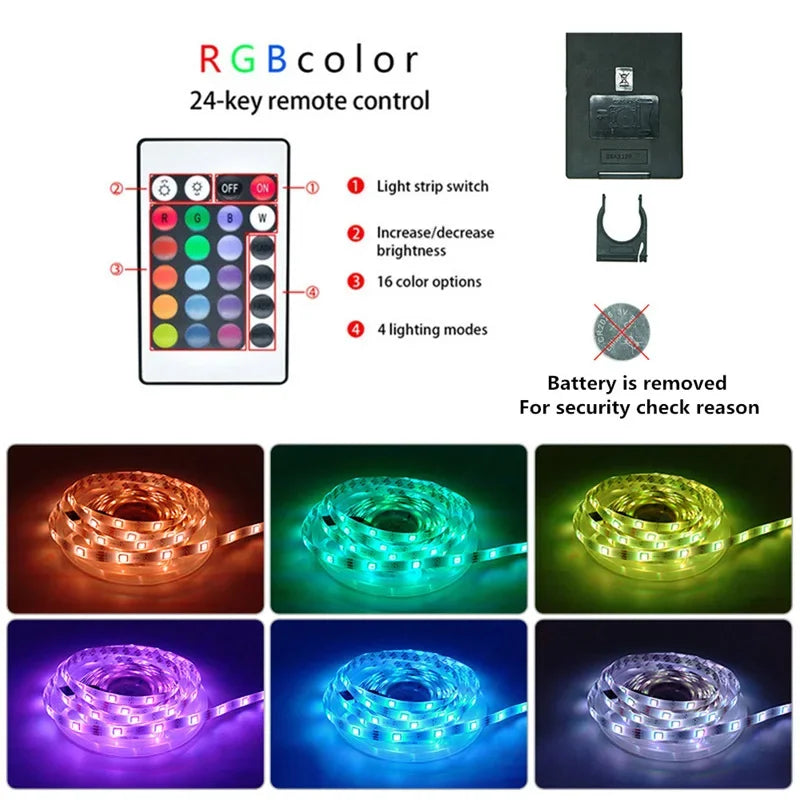 1-30M 5050 RGB LED Strip Light USB Bluetooth 44K Wifi App 5V LED Lights Flexible Luces Led Ribbon RGB TV BackLight Diode Tape