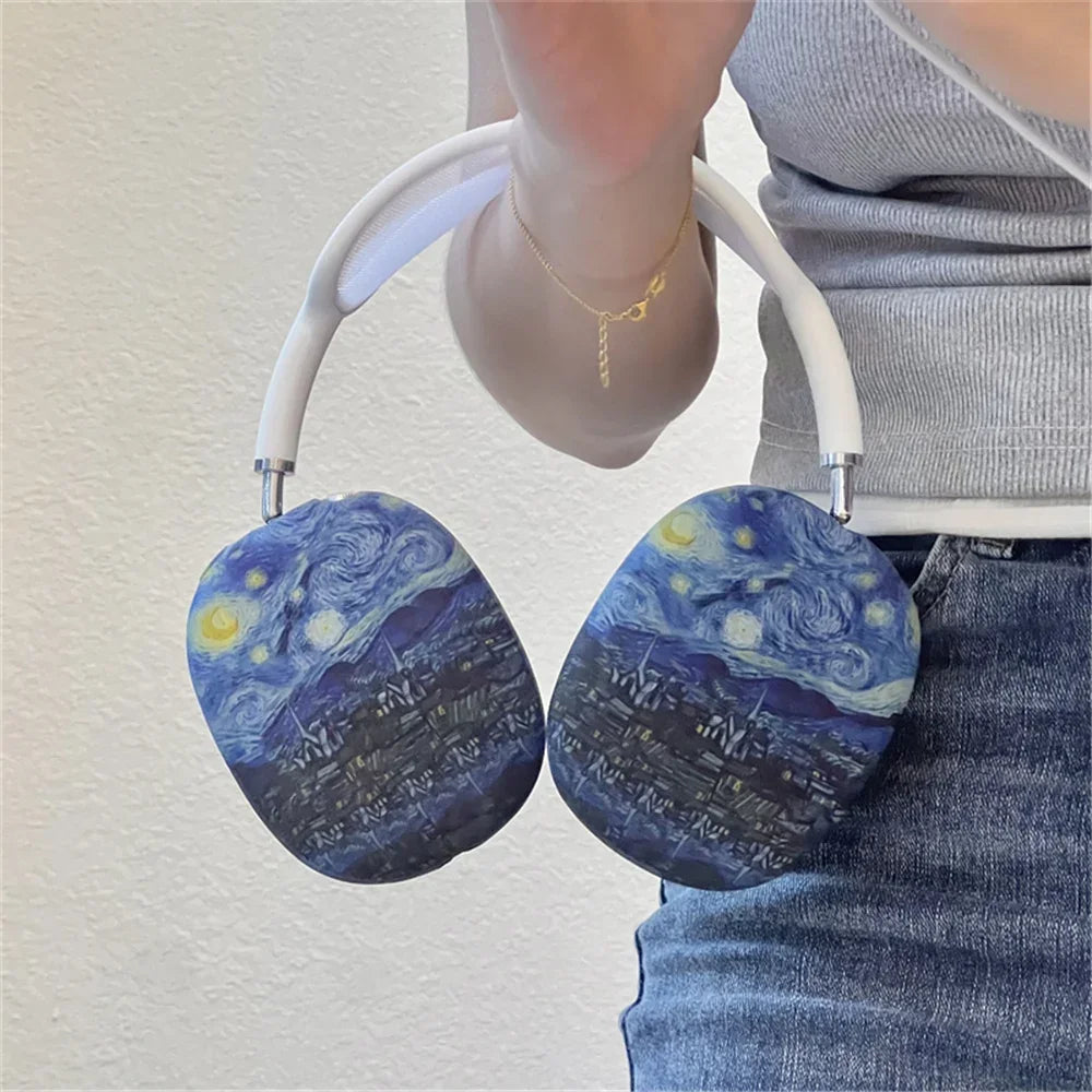 Art Painting Case for Apple Airpods Max For Headphone Airpods Max Protect Anti fall Case Wave The Starry Night Design Fashion