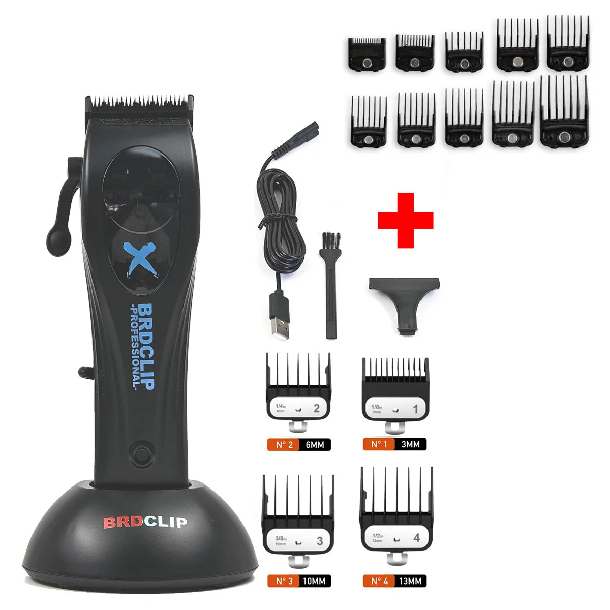 BRDCLIP X1C 9000RPM Magnetic Motor Hair Clipper Professional Barber Hair Cutting Machine Salon Trimmer for Men with Charge Base