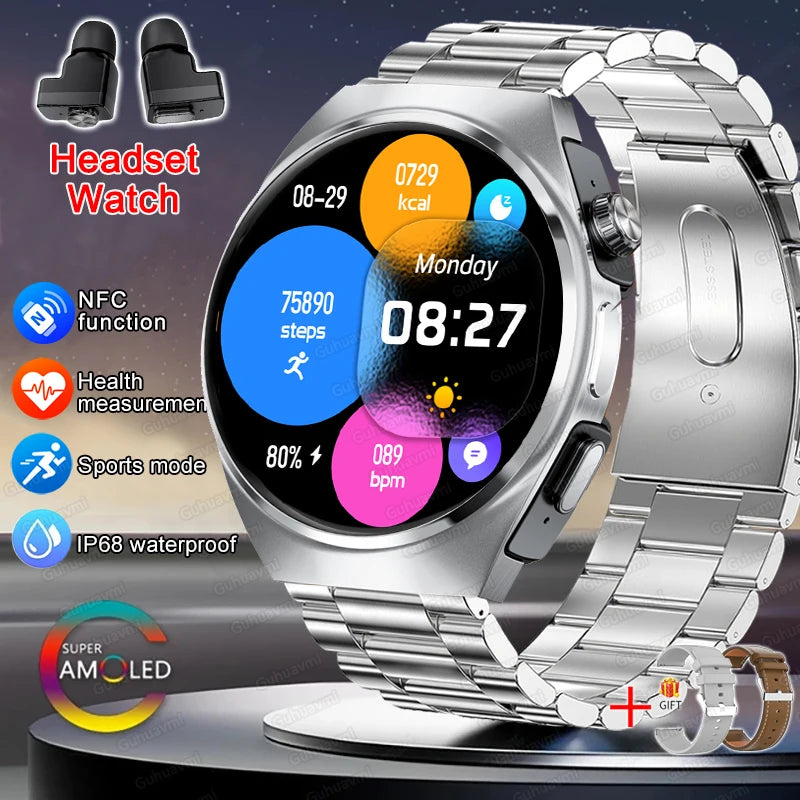 2024 New Smart Watch TWS Headset Two In One Wireless Bluetooth Dual Earbuds Call Health Monitor Sport Tracker NFC Smartwatch man