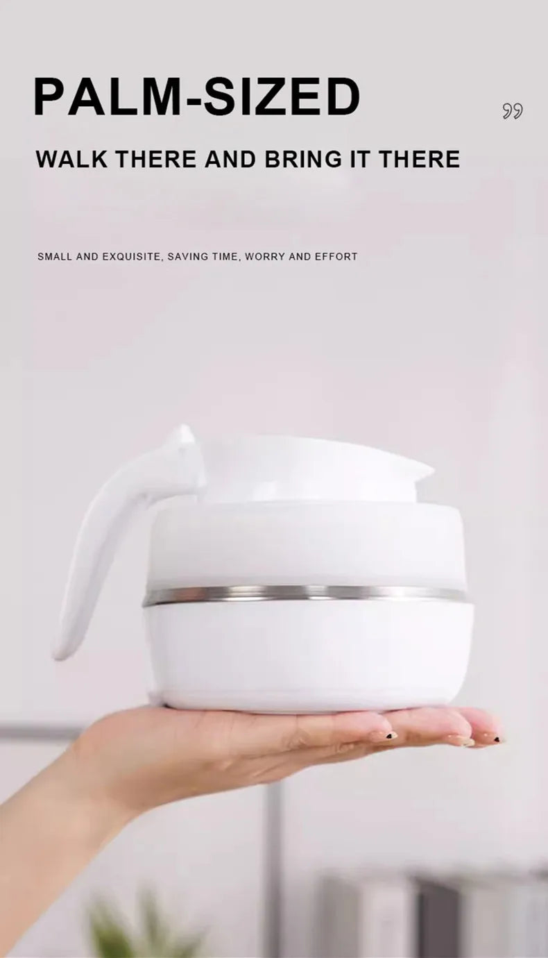 220V 0.6L Mini Folding Kettle Portable Water Heater 600W Silicone Compression Electric Kettle Home Kettle Easy To Travel