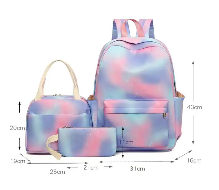 3Pcs/set Disney Lilo Stitch Student Boy Girl Schoolbag Colorful Backpack with Lunch Bag Children Teenager Cartoon School Bookbag