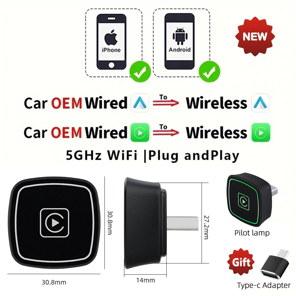 CarAIBOX 2in1 Wireless CarPlay Dongle Wireless Android Auto Box For Car Radio with Wired CarPlay