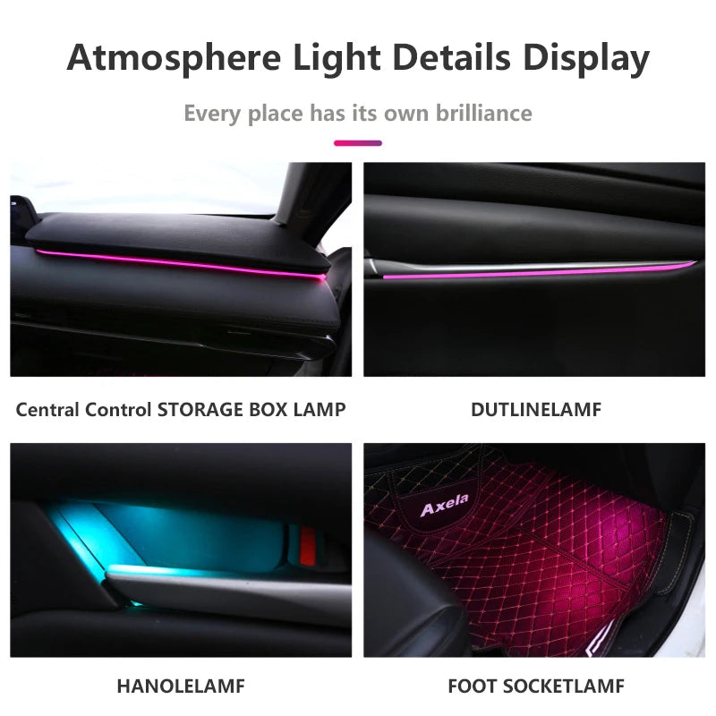 18/22 inch 213 64 Color Led Door Light Interior Rainbow Dashboard Acrylic Strip Rgb Kit Streamer Symphony Car Ambient Lighting