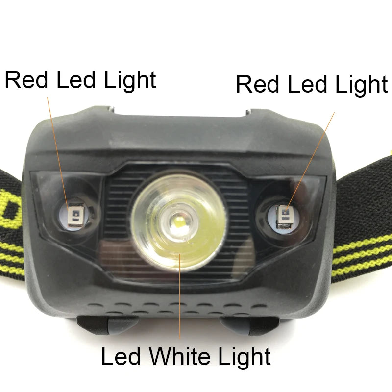 zk20 LED Headlight Head Bike Lamp Light Infrared Ray Mini Waterproof 600Lm 4 Modes R3+2 LED 3xAAA Headlamp With Headband