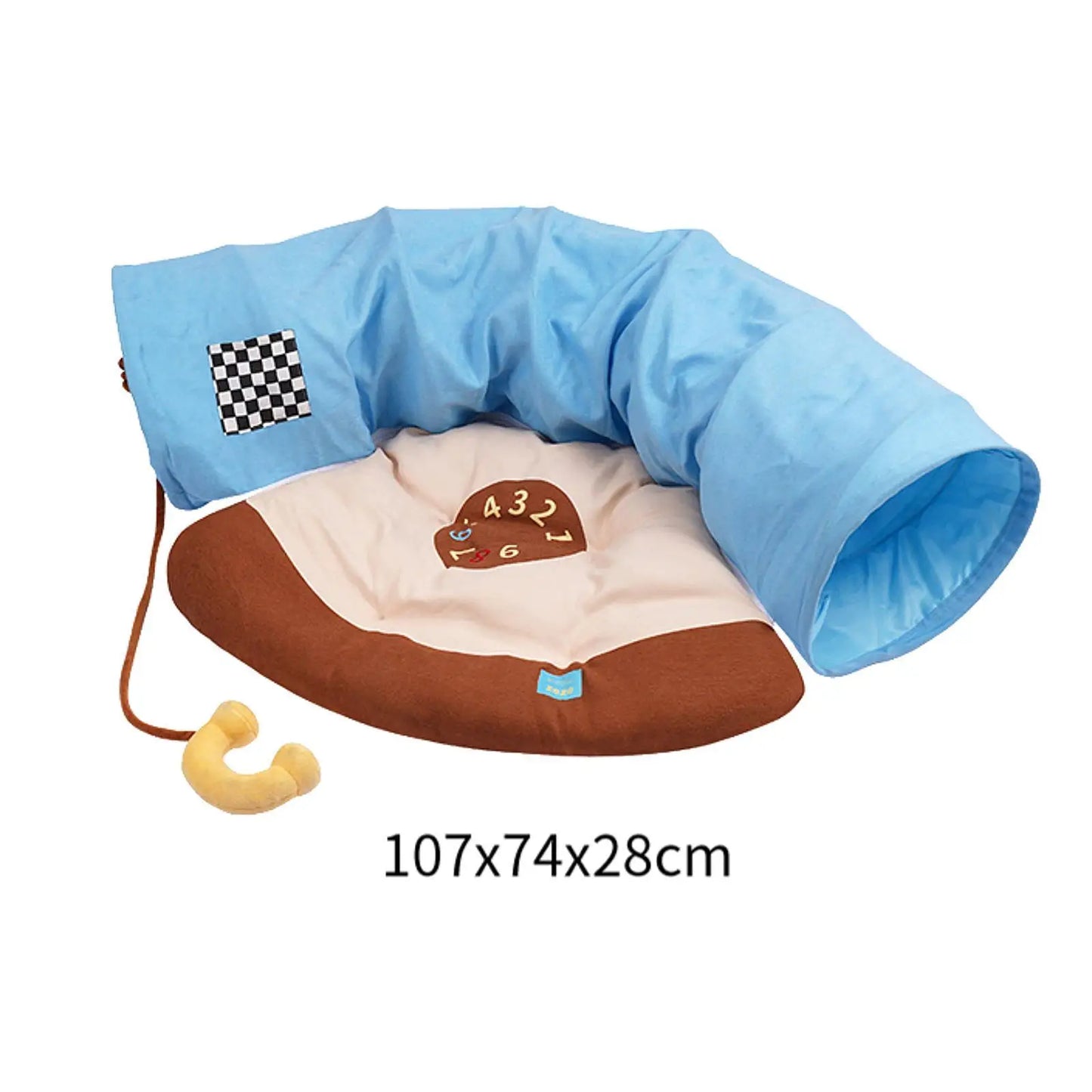 Cat Tunnel and Bed Toy Set Interactive Play Center Exercise with Removable Mat for Bunny Ferrets Indoor Outdoor Hamster