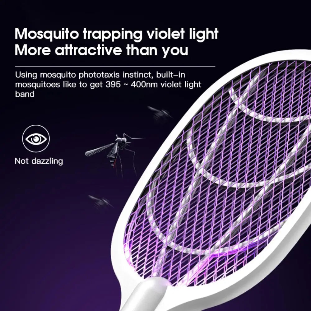 3 IN 1 Electric Mosquito Swatter Mosquito Killer 2500V USB Rechargeable Angle Not Adjustable Electric Bug Zapper Fly Bat Swatter