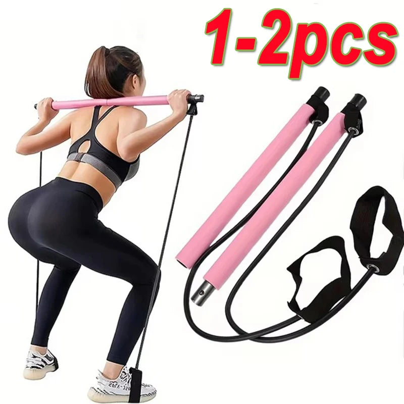 1-2pcs Pilates Bar Kit with Resistance Bands,3-Section Pilates Bar with Stackable Bands Workout Equipment for Legs,Hip,Waist,Arm