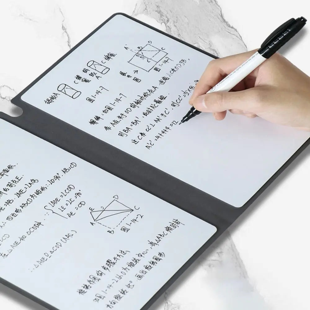 A5 Reusable Whiteboard Notebook Set With Whiteboard Pen Erasing Cloth Leather Memo Pad Weekly Planner Portable Stylish Office