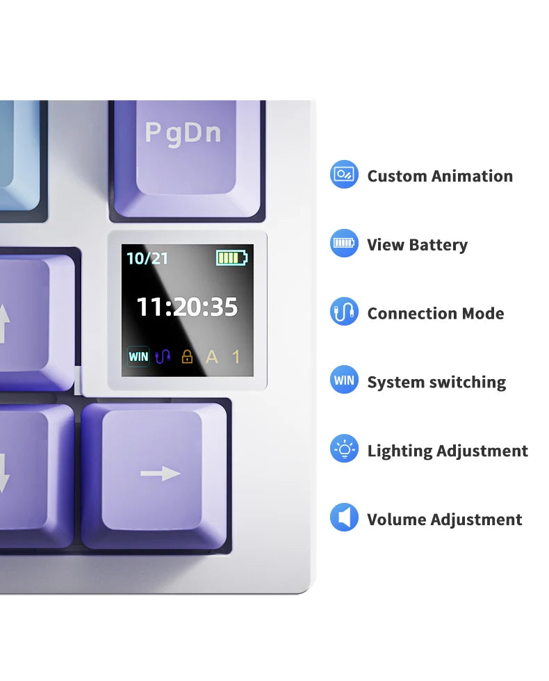 AJAZZ AK820/AK820Pro Mechanical Keyboard TFT Screen Multifunctional Knob Gaming Keyboard Wired/2.4GHz/BT Connect PC Keyboard