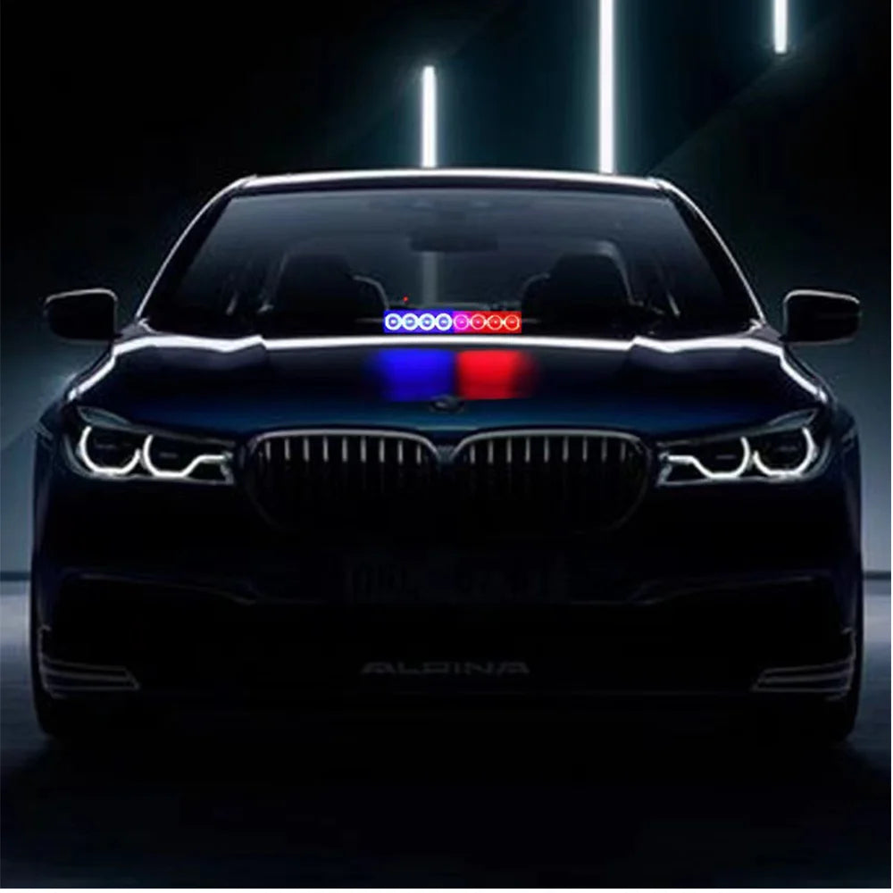 Car Flashing Police Lamps 12V LED Strobe Warning Lights DRL Day Running Interior Windshield Suction Truck Automotive Accessories