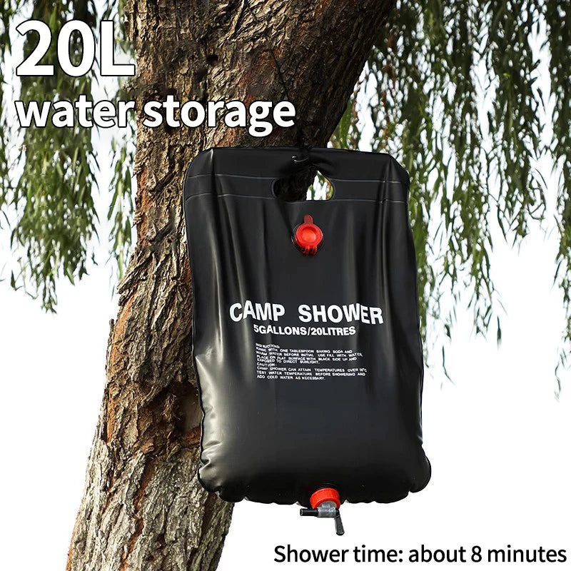 20L/40L Camping Shower Bag Foldable Shower Bags Camping with Removable Hose Shower Head Water Storage Bag Sun Heated Water Bag