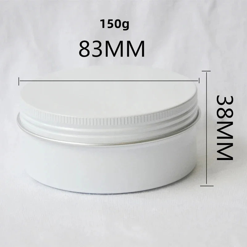 5/10/15/20/30/50/60/80/110/150g Aluminum Box Empty Lids Tin Cans Round Metal Ceam Jar Cosmetic Containers White Bottle Wholesale