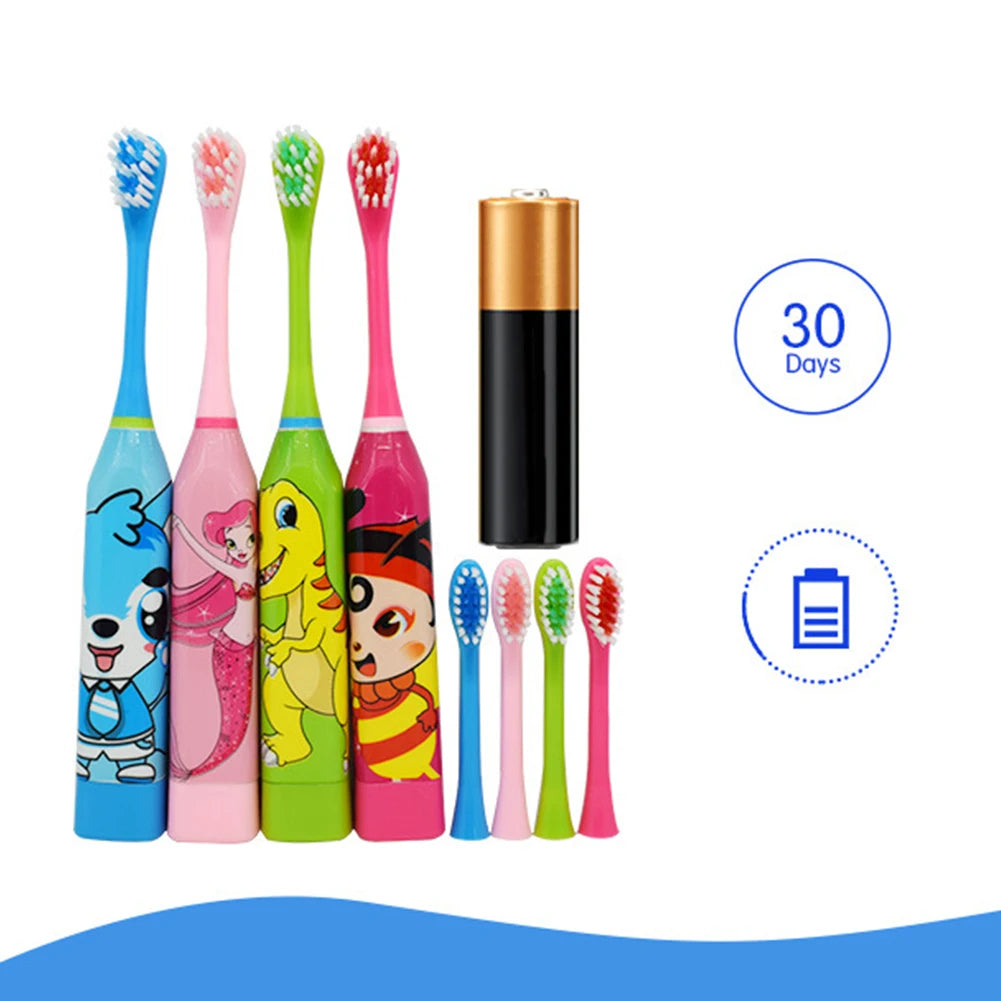 Children Electric Toothbrush with Replaceable Head Cartoon Automatic Electric Toothbrush Teeth Whitening Brush for Wash Supplies