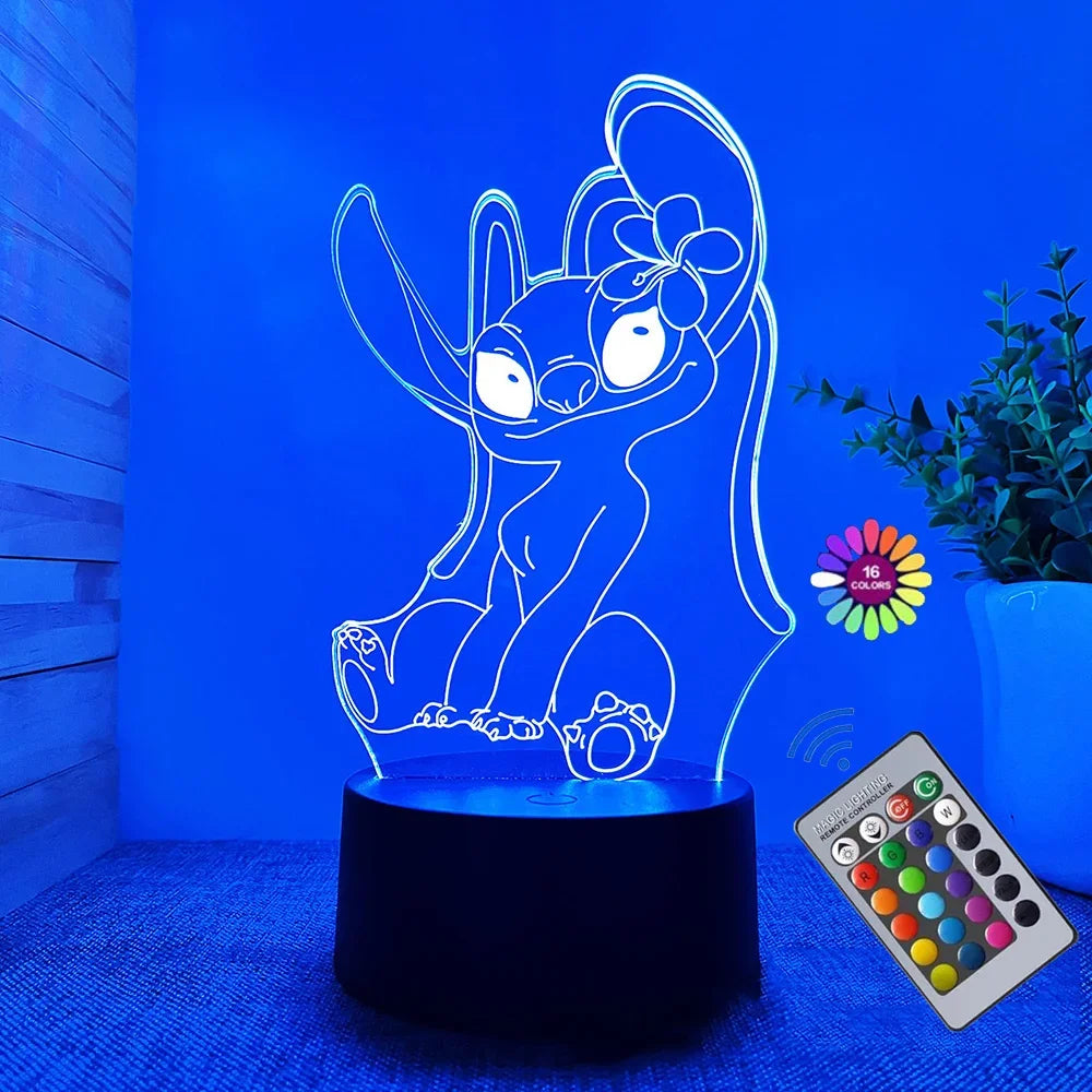 3D Illusion Stitch Night Light with Remote Control and Smart Touch Room Decor Lamp Birthday Valentine's Day Christmas Gifts