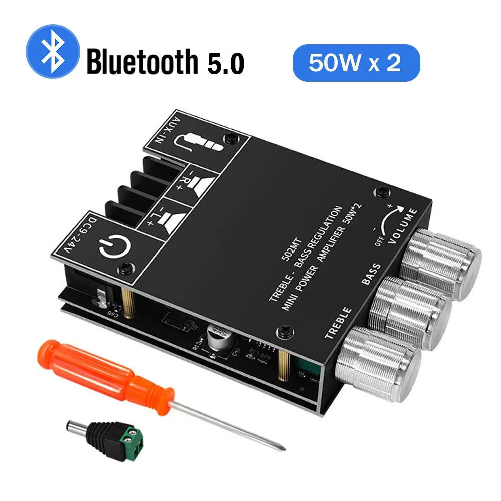 ZK-502MT Bluetooth 5.0 Subwoofer Amplifier Board 2.0 Channel High Power Audio Stereo Amplifier Board 2X50W Bass AMP