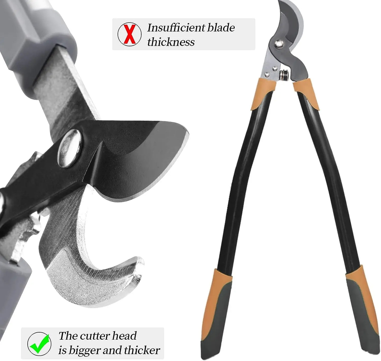 AIRAJ Bypass Pruning Shears 45 Cm, with Gear-Operated Cutting System, Cuts Branches, Thicker than 30 MM, SK-5 Steel Blade