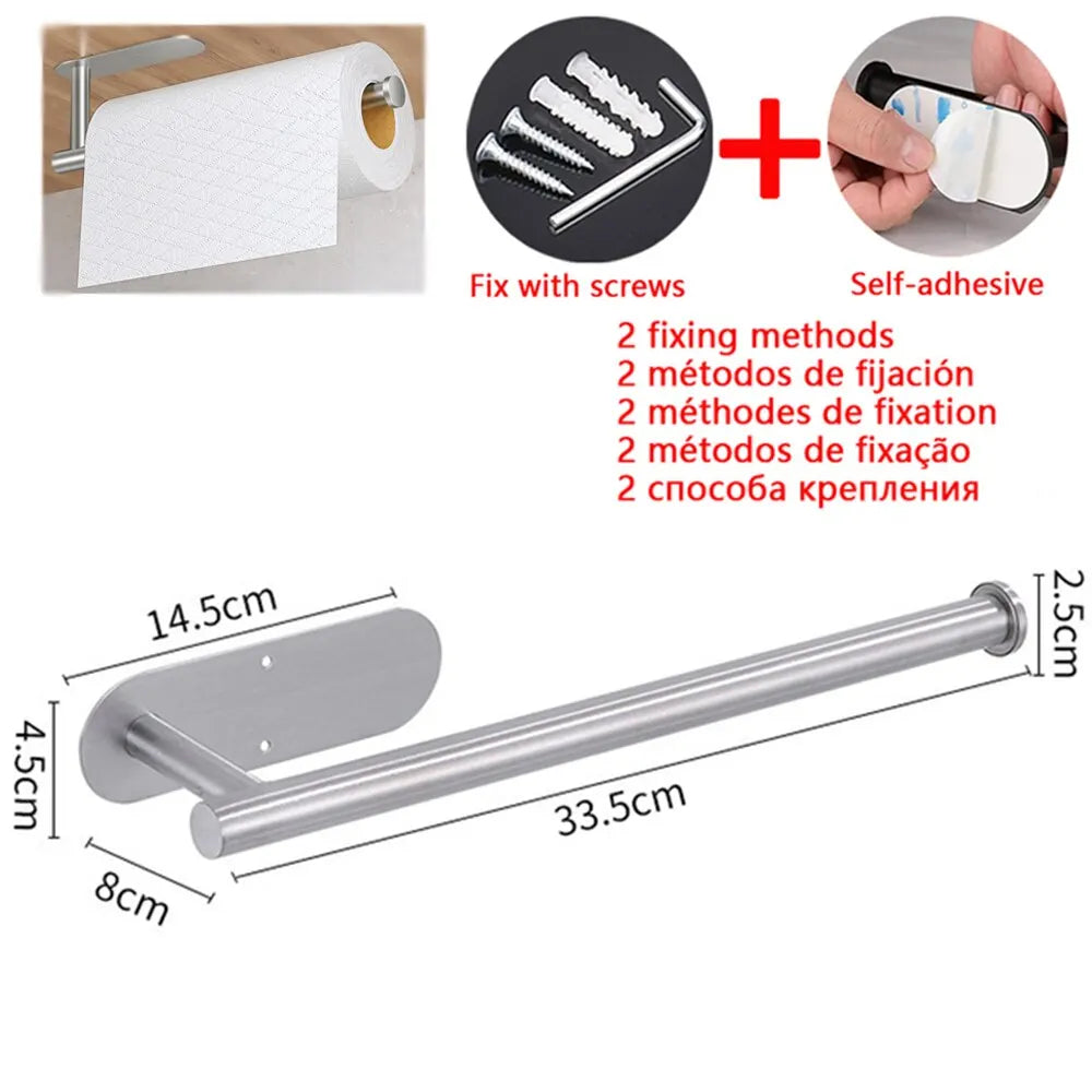 Adhesive Toilet Paper Holder Kitchen Roll Towel Rack Napkin Dispenser Absorbent Stand Tissue Hanger Bathroom Accessories