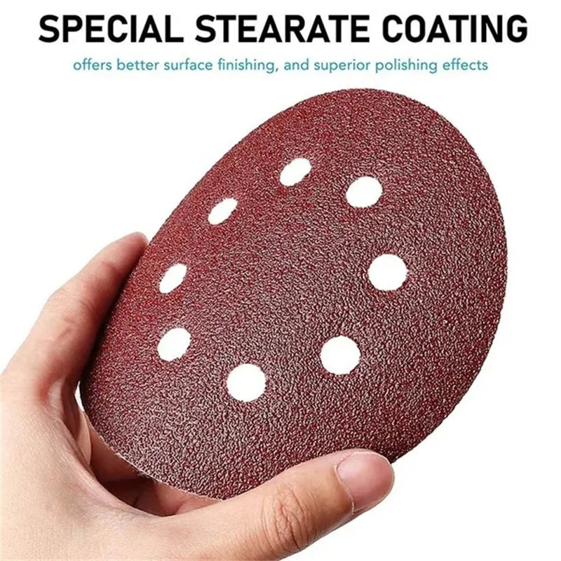 8 Hole 125mm Sandpaper Woodworking Metal Grinding Disc Abrasive Polishing Tool 40/1000/2000 Grit Sanding Discs