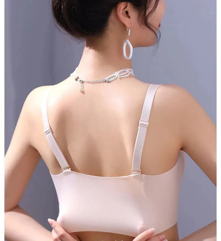 3pcs Ice Silk Seamless Lace Bra No Steel Ring Comfortable Large Size Bra vest bra Gather Anti Sagging Underwear