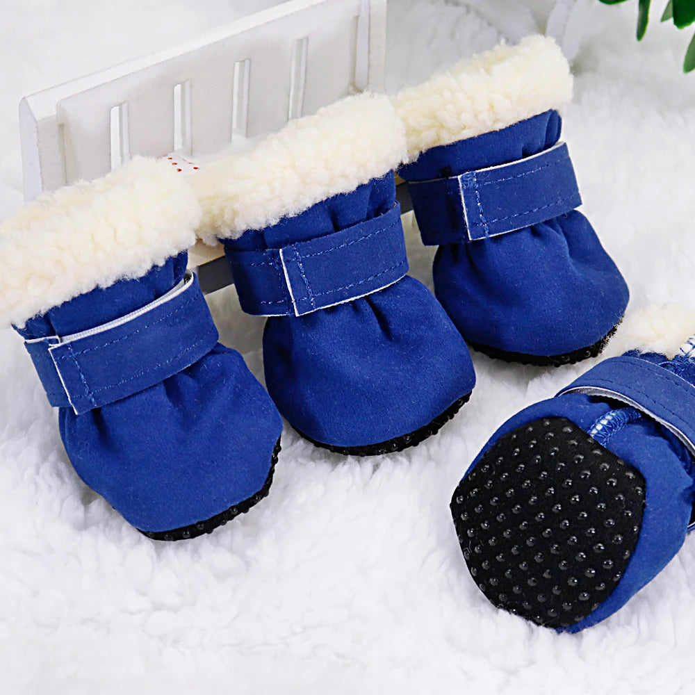 4pcs Winter Pet Dog Shoes Anti-slip Snow Cat Puppy Boots Thicken Warm Pet Socks For Small Medium Dogs Cats Chihuahua Yorkshire