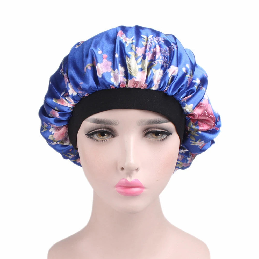 1 Pc Soft Night Sleep Hat Women Elastic Wide Band Fashion Hair Loss Cover Head Wrap Satin Bonnet  Beauty Chemo Caps Care