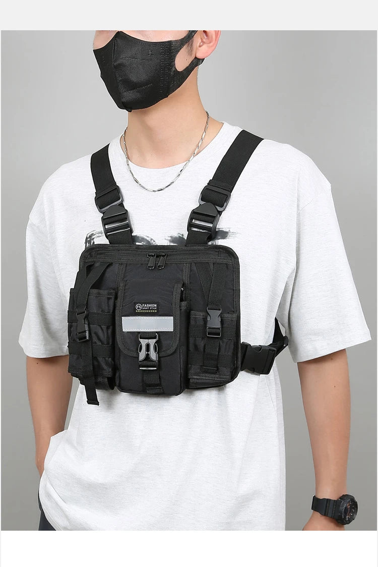 Chest Bag Waist Pack Men's Chest Pack Hip Hop Streetwear Tactical Vest Bag For Men Double Strap Design Shoulder Bag For Men Sac