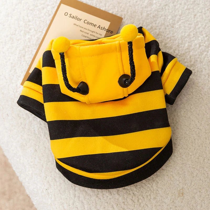 Bee Designer Dog Cat Cosplay Costume Funny Outfit Pet Hoodies Christmas Sweater Warm Coat for Small Dogs Cute Puppy Clothes