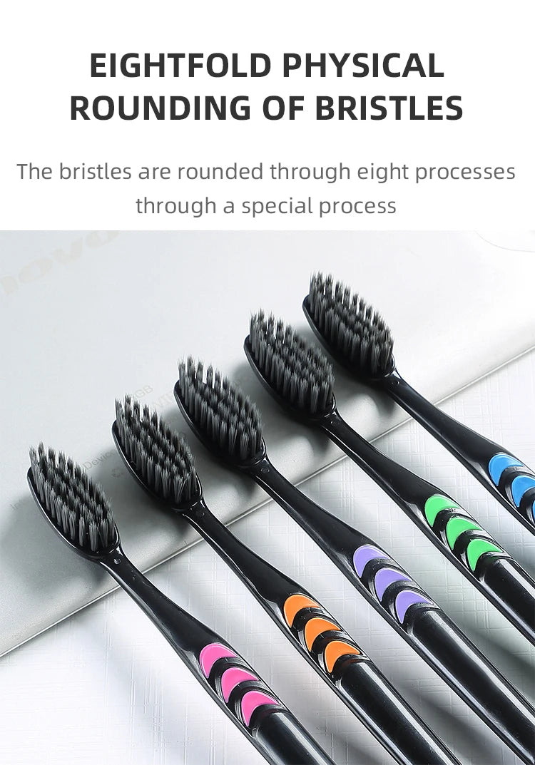 10 Pcs Family pack toothbrush, Bamboo Charcoal Soft Bristles Toothbrush, Travel Carry，Color random