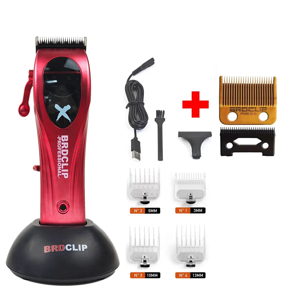 BRDCLIP X1C 9000RPM Magnetic Motor Hair Clipper Professional Barber Hair Cutting Machine Salon Trimmer for Men with Charge Base