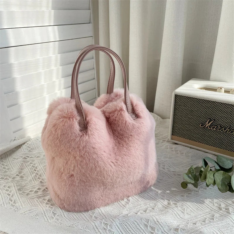 2023 NEW Womens Bag Trend Crossbody Bags Luxury Designer Plush Faux Fur Shopper Female Handbag Furry Shoulder Tote Cute Purses