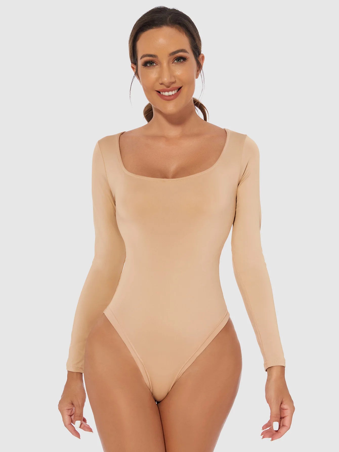 2025 Spring Female Underwear One-Piece Bodysuit Long Sleeve Seamless Waist Trainer Body Shaper Sheath Flat Belly Shapewear Woman